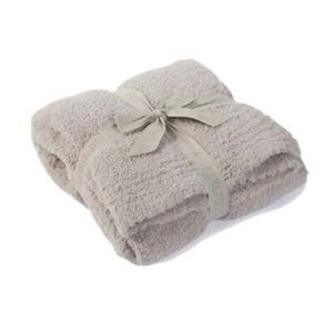 BNWT Barefoot Dreams CozyChic heathered cable blanket throw - oyster